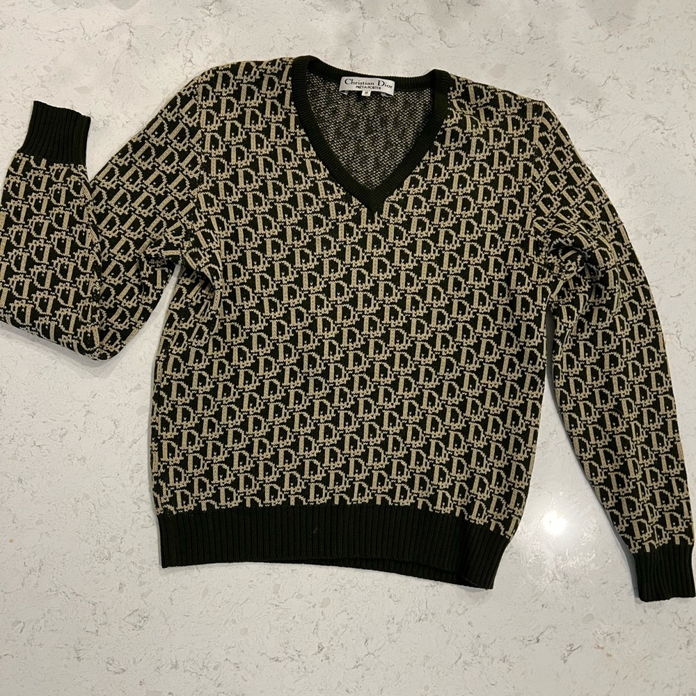 Vintage Christian Dior Monogram Logo knit wool sweater